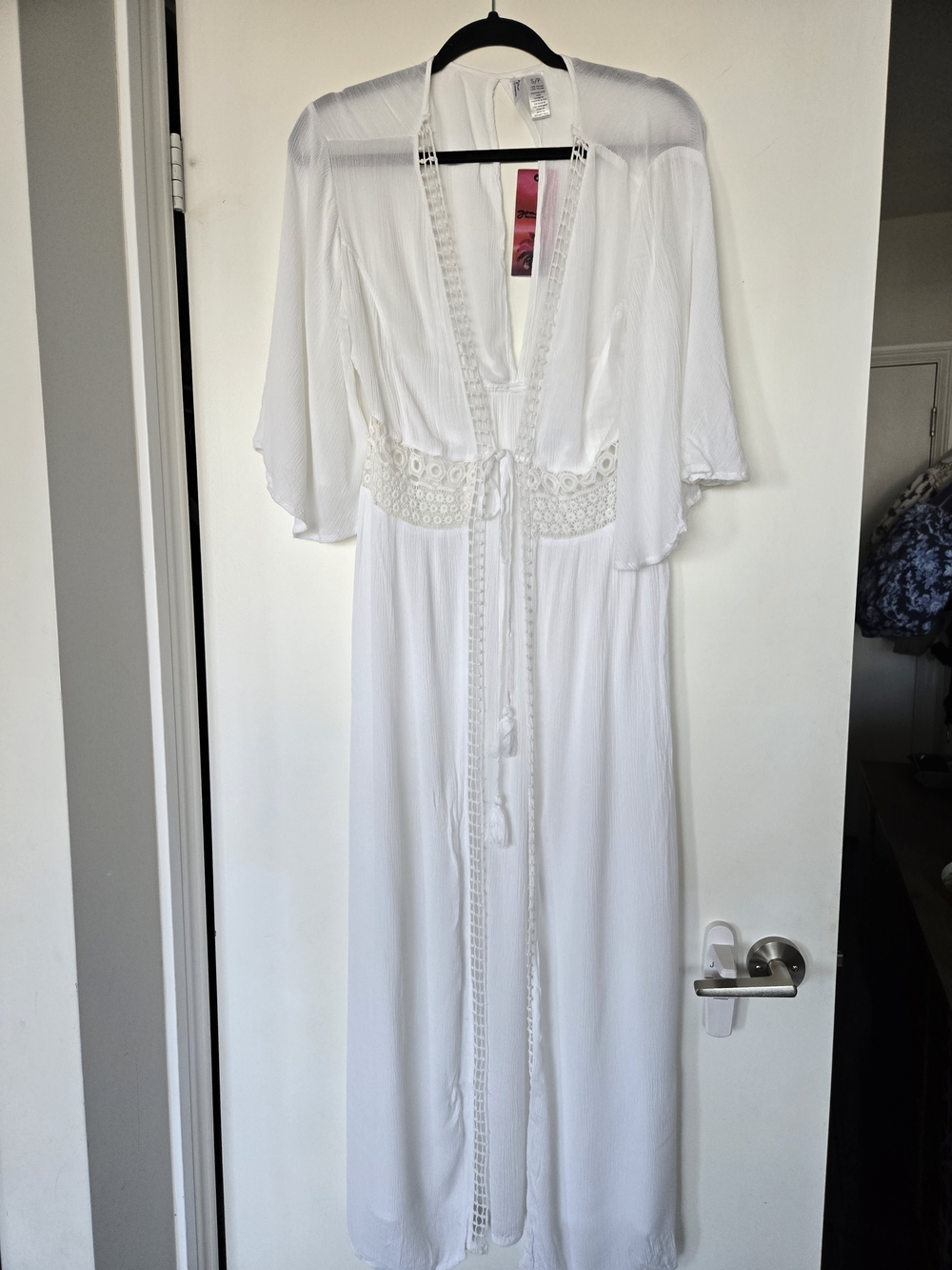 White Crochet-Trim Maxu Dress Beach Cover-Up